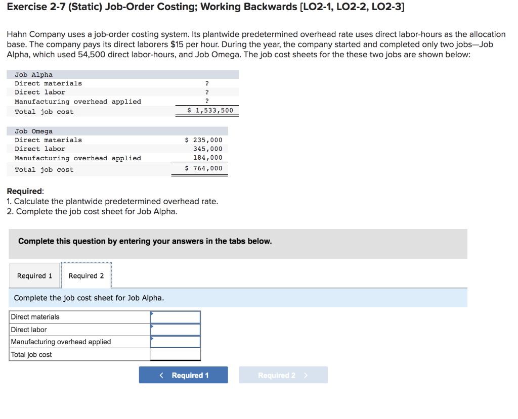 Solved Hahn Company Uses A Job-order Costing System. Its | Chegg.com