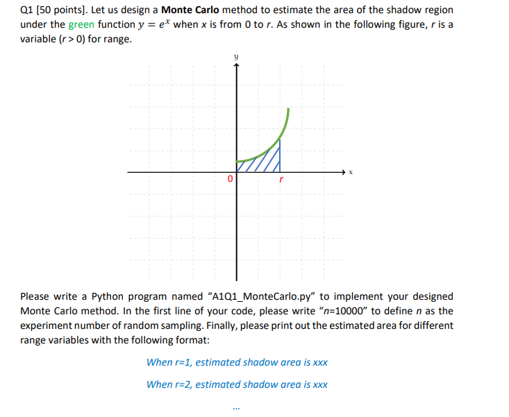 Solved Q1 [50 points]. Let us design a Monte Carlo method to | Chegg.com
