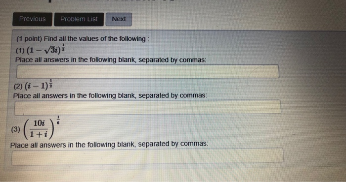 Solved Previous Problem List Next (1 point) Find all the | Chegg.com