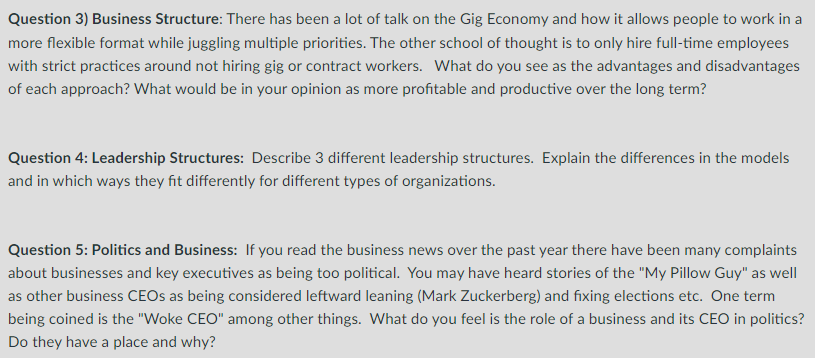 Solved Question 3) Business Structure: There has been a lot | Chegg.com