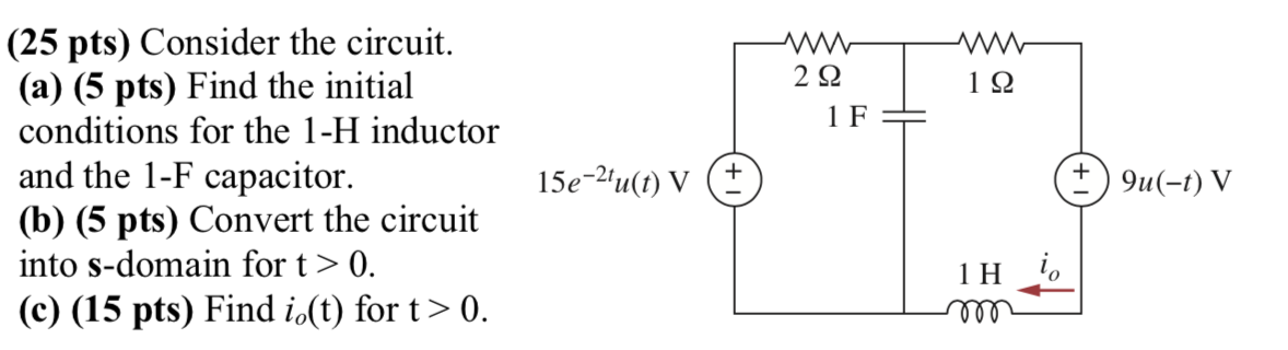 Solved 122 292 1F (25 pts) Consider the circuit. (a) (5 pts) | Chegg.com