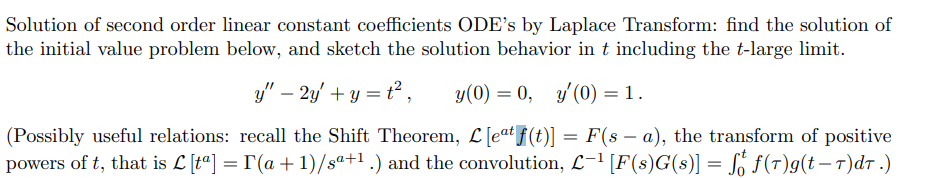 Solved Solution of second order linear constant coefficients | Chegg.com