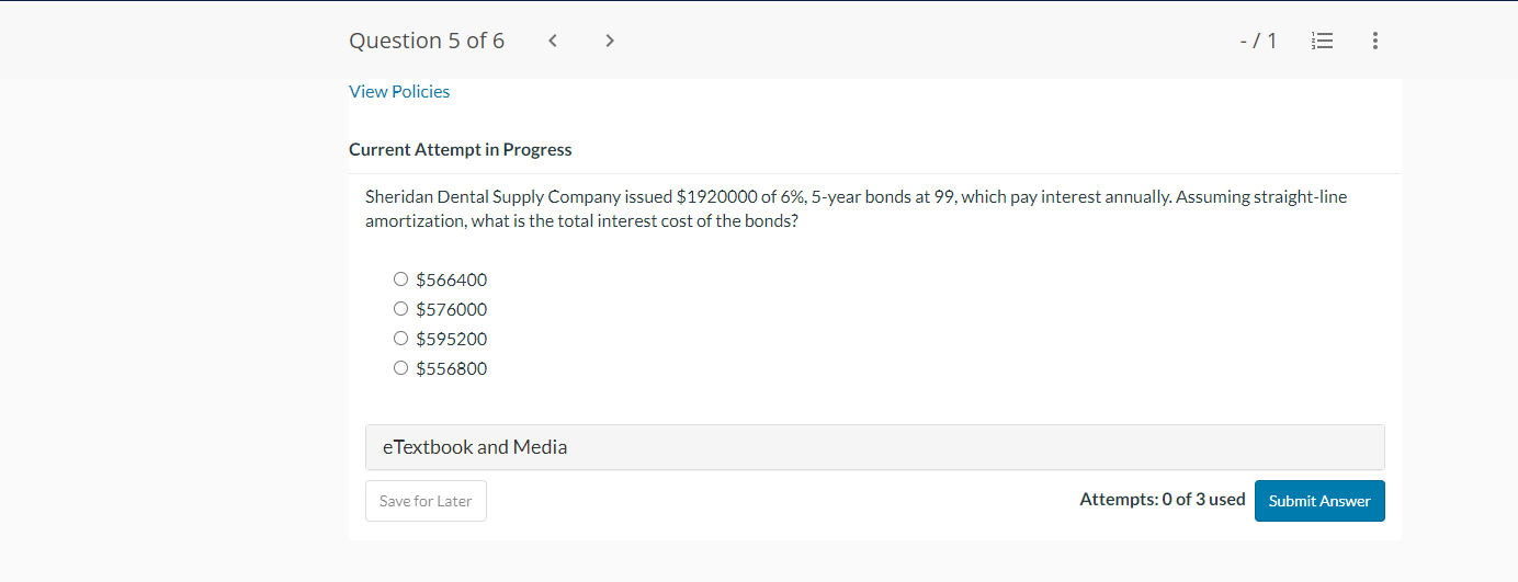 Solved Current Attempt in ProgressSheridan Dental Supply
