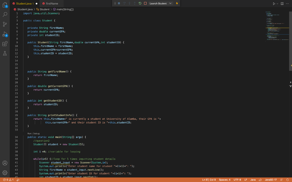 Solved Java How can fix the code after line 55 to find the | Chegg.com