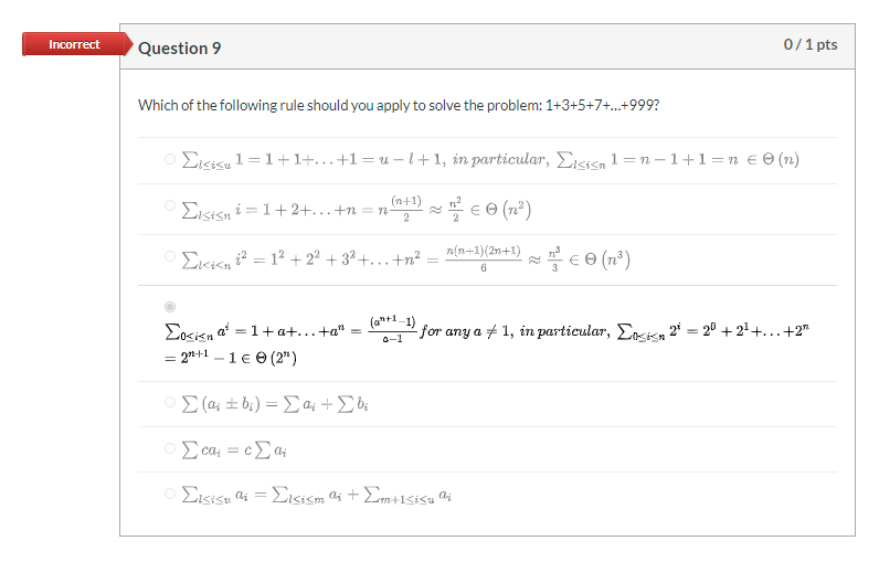 Solved Incorrect Question 4 0/1 pts Which of the following | Chegg.com
