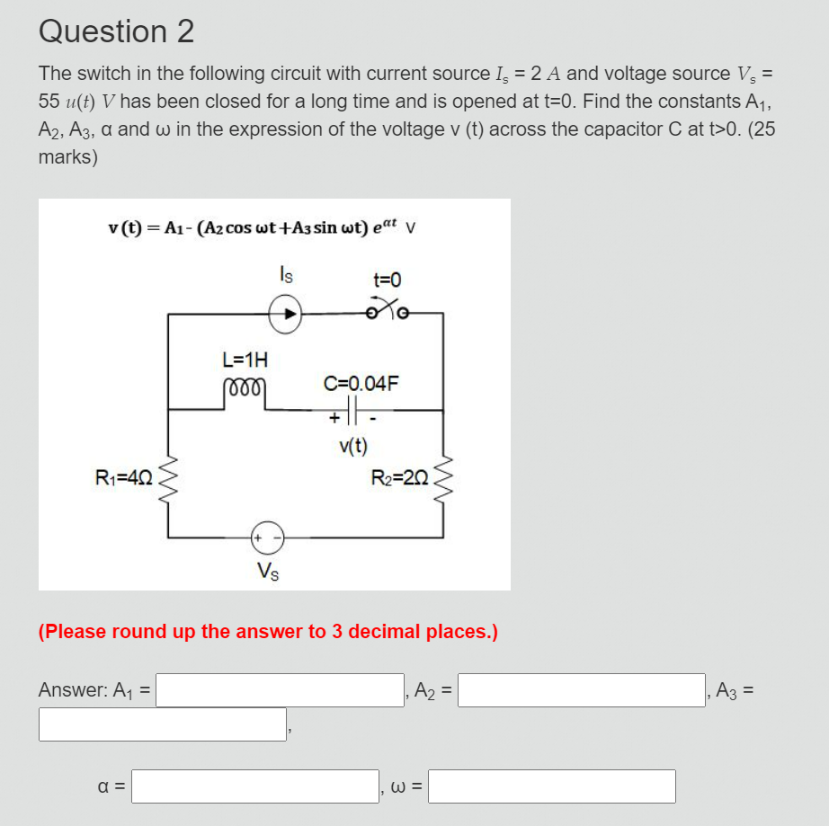 Solved The Switch In The Following Circuit With Current | Chegg.com