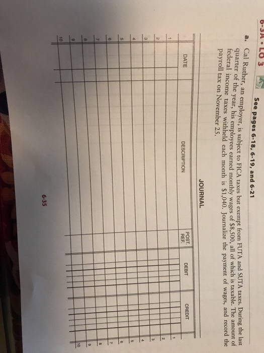 Solved A. Cal Ruther, Employer See Pages 6-18, 6-19, And | Chegg.com