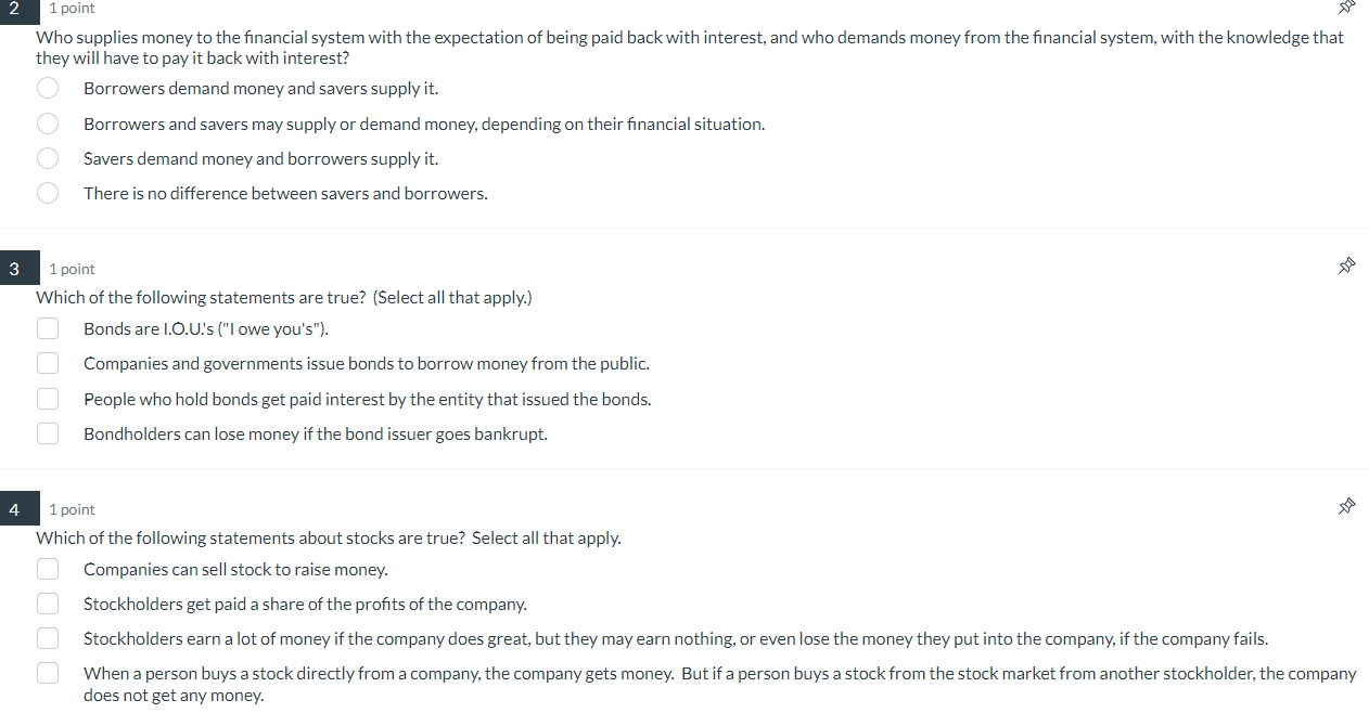 Solved Who supplies money to the financial system with the | Chegg.com