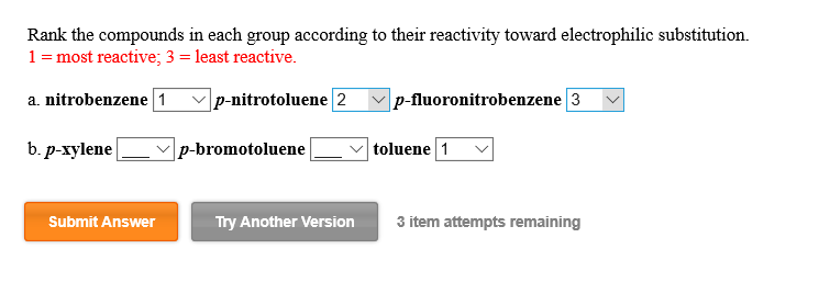 Solved Rank the compounds in each group according to their | Chegg.com