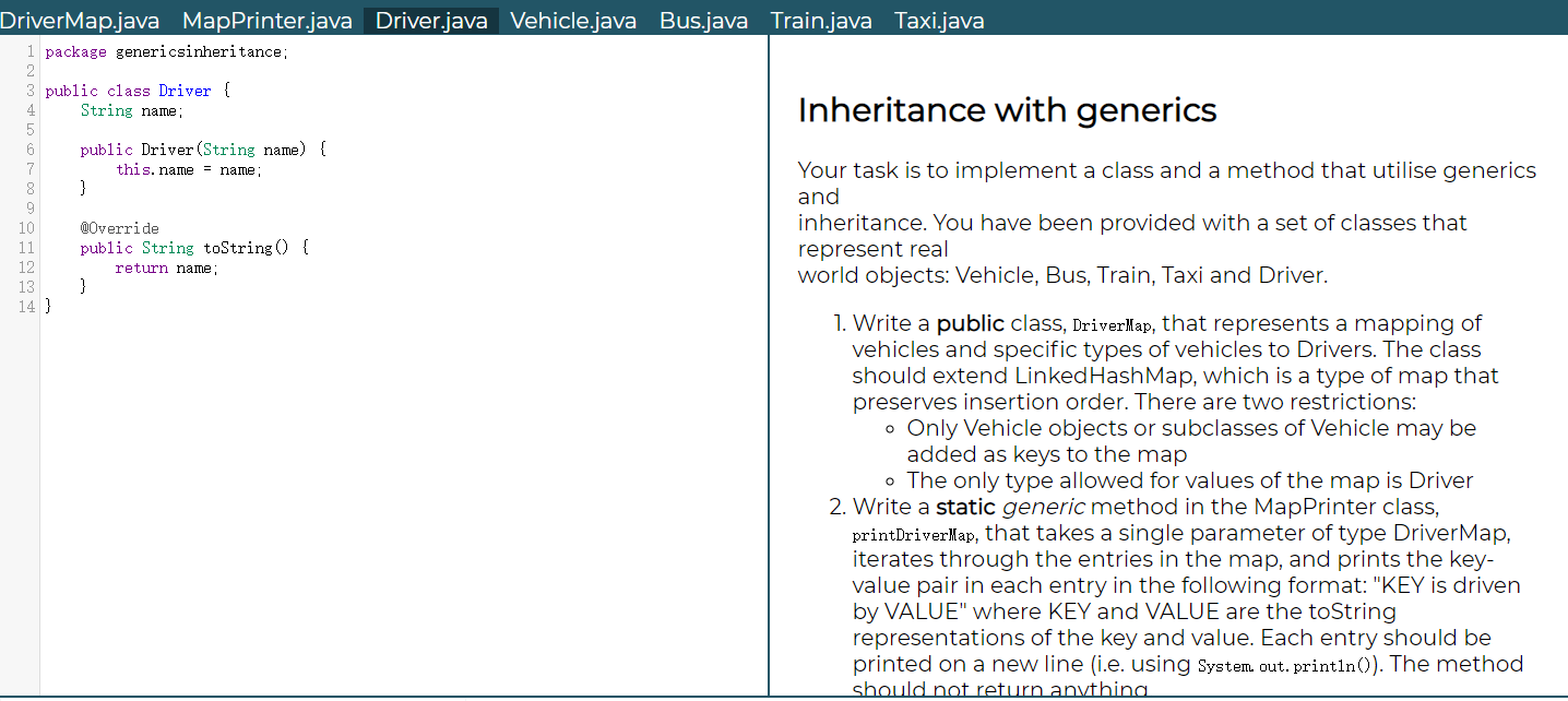 Java Inheritance - Vehicle class with a method called drive