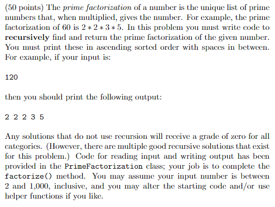 Solved (50 points) The prime factorization of a number is | Chegg.com