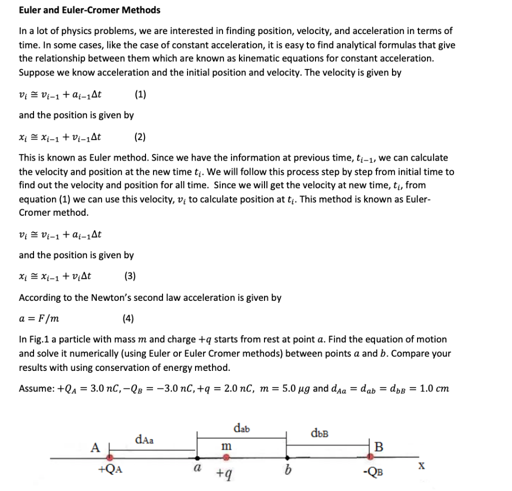 Euler and Euler-Cromer Methods In a lot of physics | Chegg.com