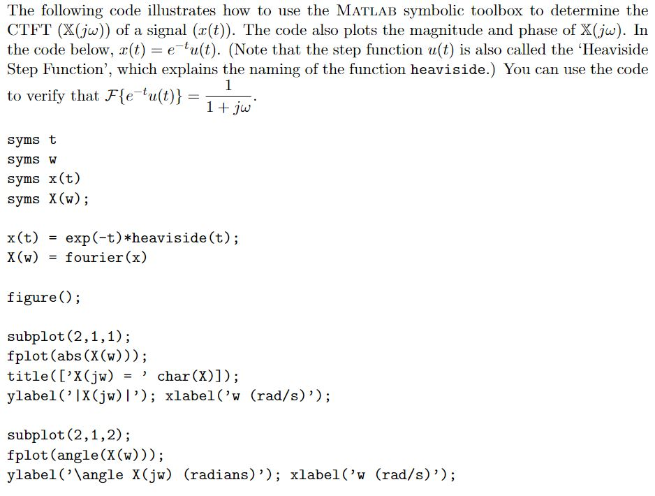 Solved The following code illustrates how to use the MATLAB | Chegg.com