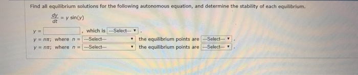 Solved Find all equilibrium solutions for the following | Chegg.com