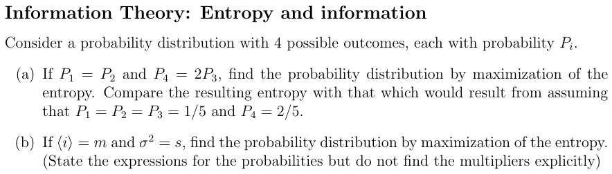 Solved Information Theory: Entropy And Information Consider | Chegg.com