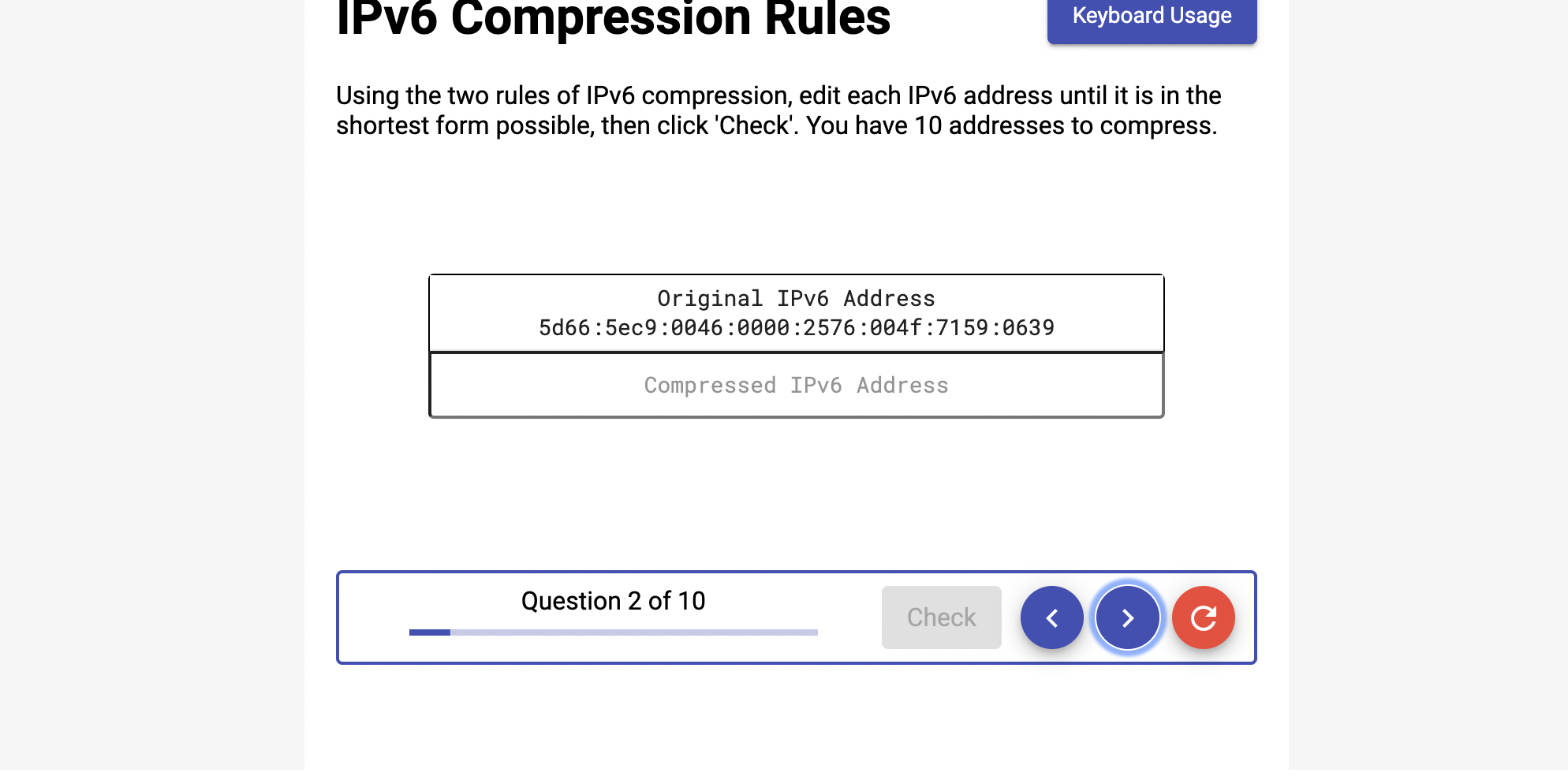 Solved IPv6 Compression Rules Keyboard Usage Using the two | Chegg.com
