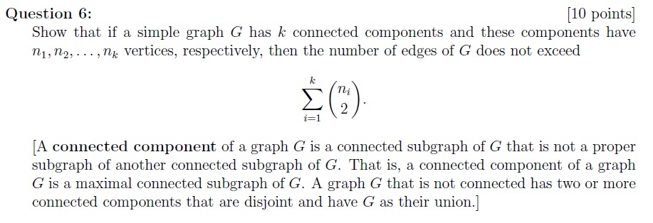 Solved Question 6: [10 points) Show that if a simple graph G | Chegg.com