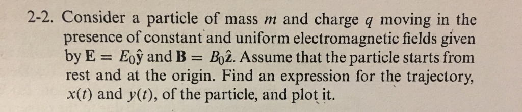 Solved 2-2. Consider a particle of mass m and charge q | Chegg.com