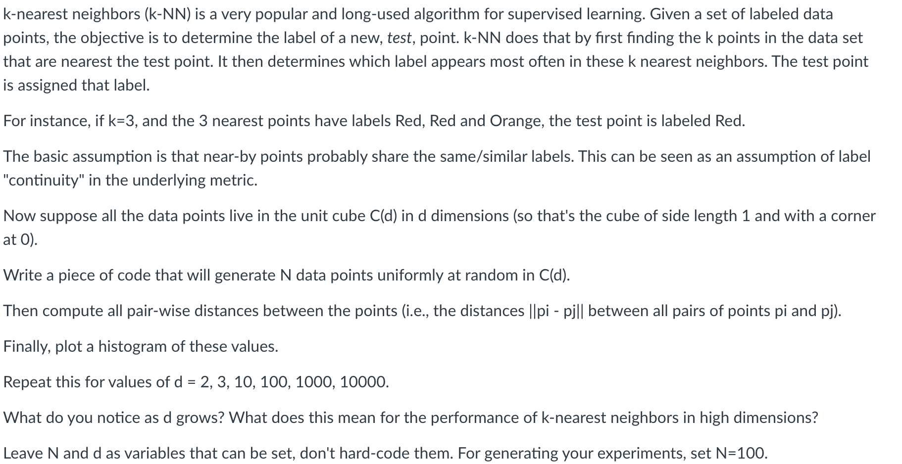 K-nearest Neighbors (k-NN) Is A Very Popular And | Chegg.com