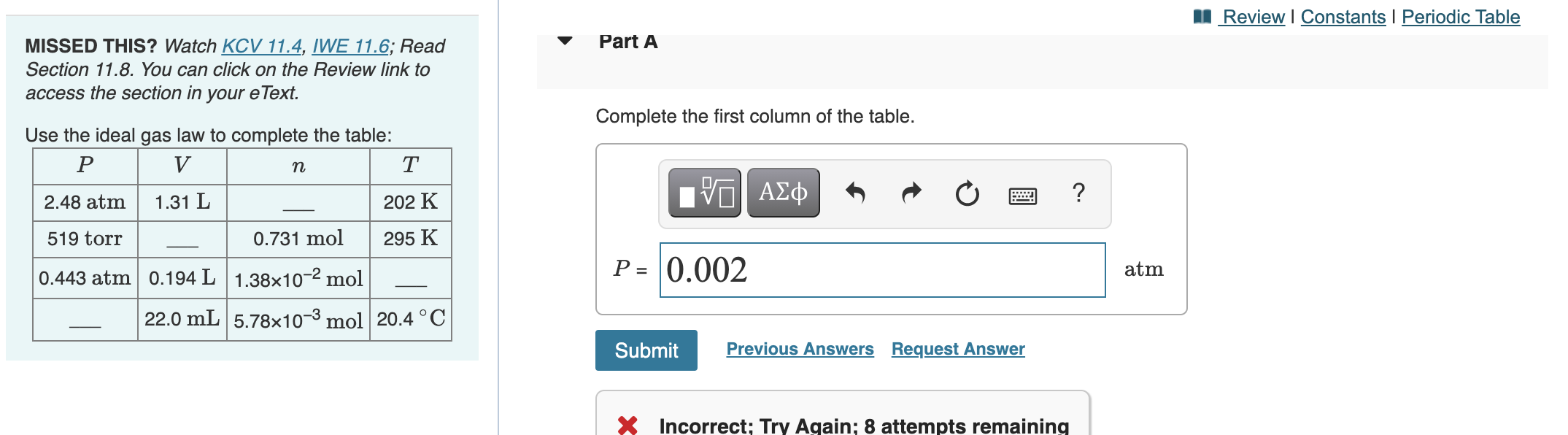 Solved Review | Constants | Periodic Table Part A MISSED | Chegg.com