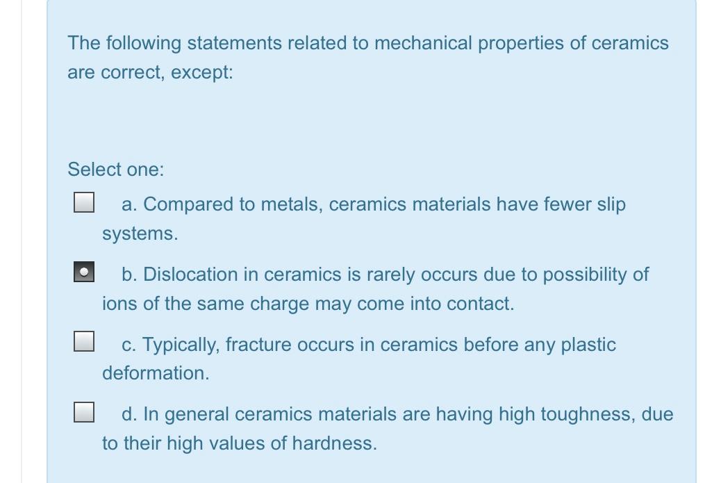 Solved The following statements related to mechanical | Chegg.com