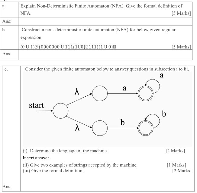 Solved (i) Determine The Language Of The Machine. Insert | Chegg.com