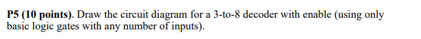 Solved P5 (10 points). Draw the circuit diagram for a 3-to-8 | Chegg.com