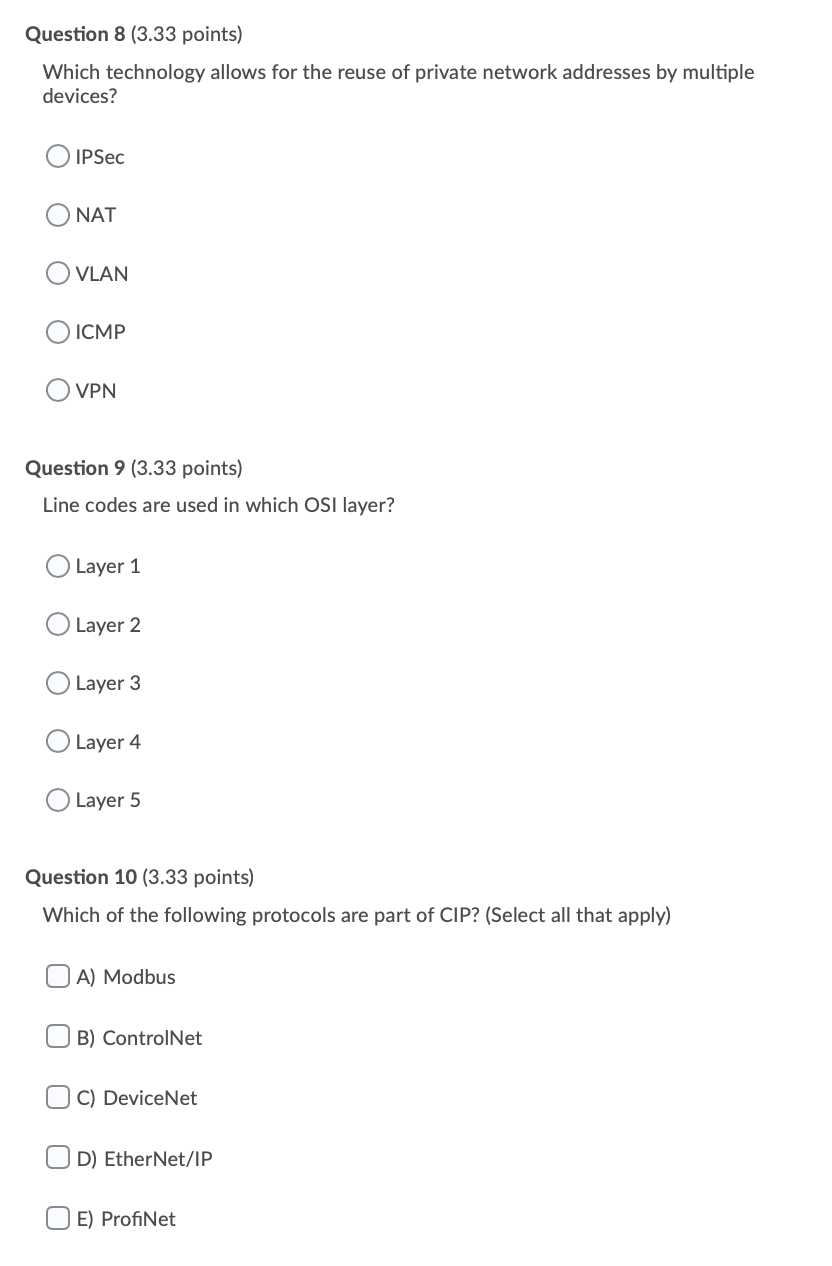 Solved Question 8 (3.33 points) Which technology allows for | Chegg.com