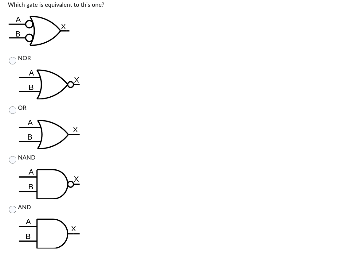 Solved Which Gate Is Equivalent To This One Nor Or Nand And