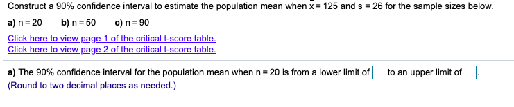 Solved Construct a 90% confidence interval to estimate the | Chegg.com
