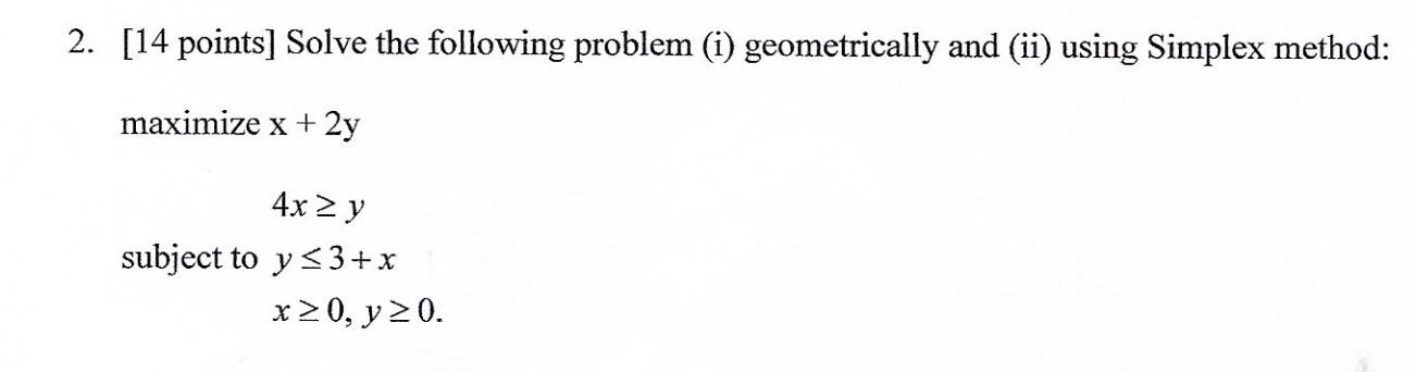 Solved 2. [14 points] Solve the following problem (i) | Chegg.com
