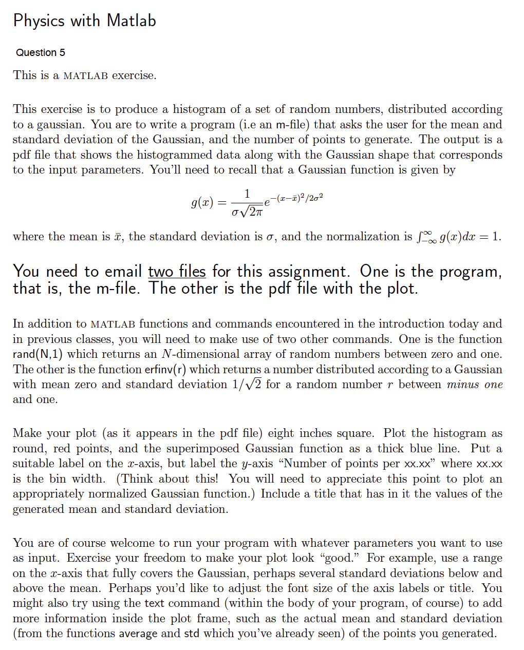 Physics with Matlab Question 5 This is a MATLAB | Chegg.com