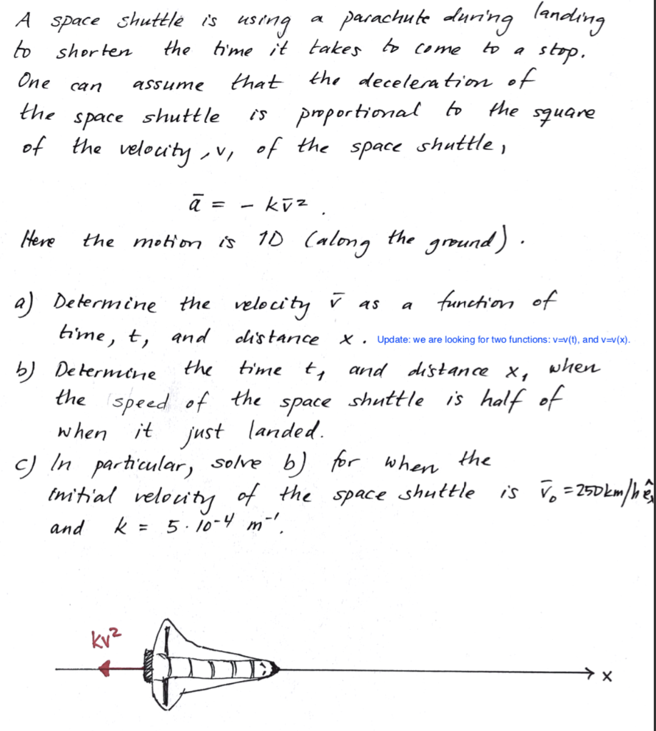 Solved Parachuke During Landing Stop The Decelemtion Of Chegg Com