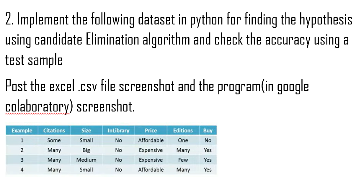 Candidate elimination algorithm store machine learning python