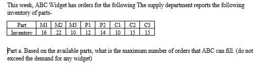 Solved Question 1. ABC Widget company makes 18 models of | Chegg.com
