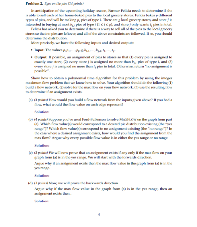 Solved Problem 2. Eyes on the pies (14 points) In | Chegg.com
