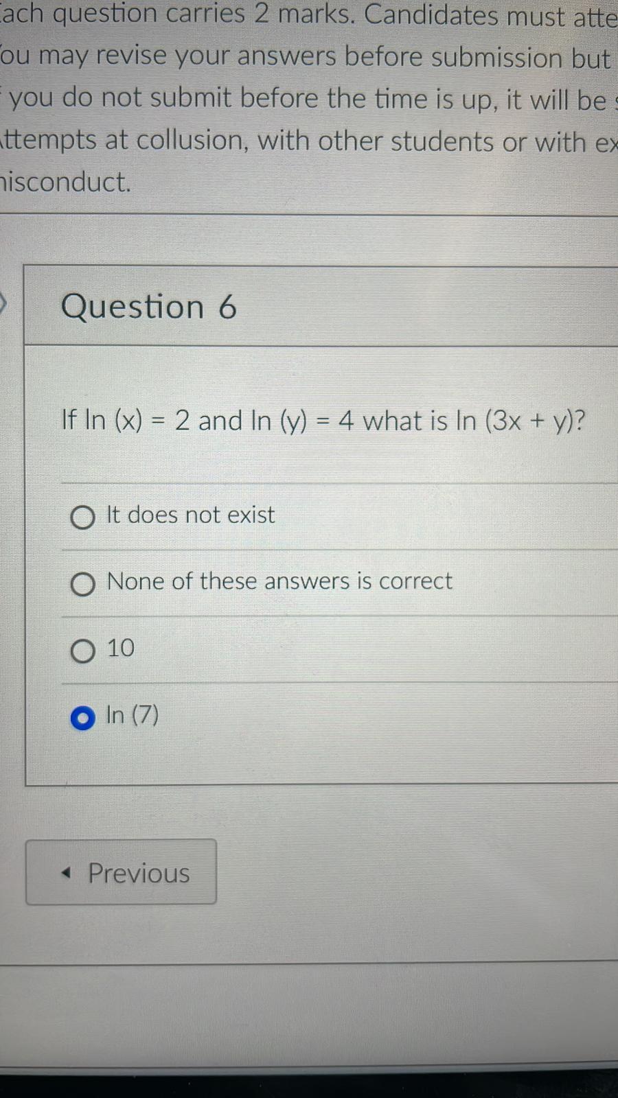 Solved ach question carries 2 marks. Candidates must atte ou | Chegg.com
