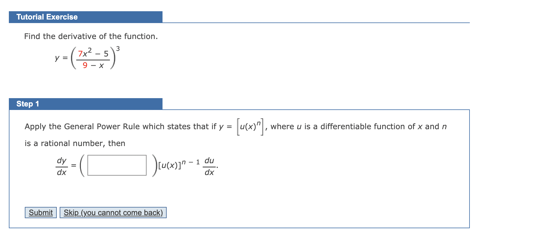 Solved Tutorial Exercise Find The Derivative Of The | Chegg.com