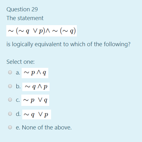 Question 1 The Statement P Q V Pv P Q Is A Chegg Com