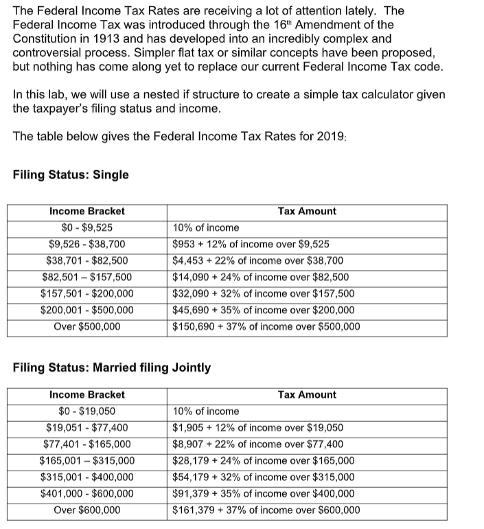 Solved The Federal Income Tax Rates are receiving a lot of | Chegg.com