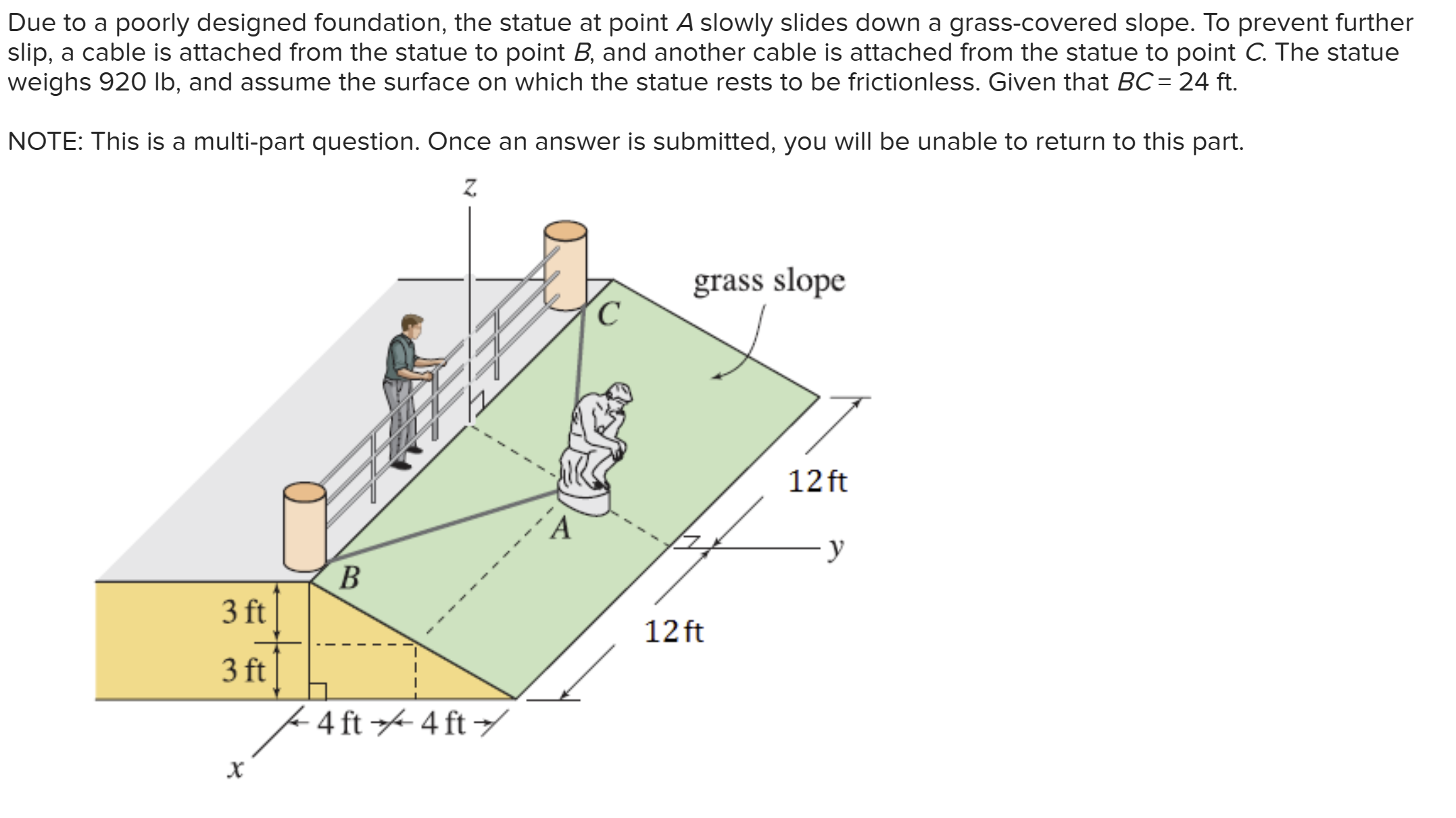 Solved Due to a poorly designed foundation, the statue at | Chegg.com