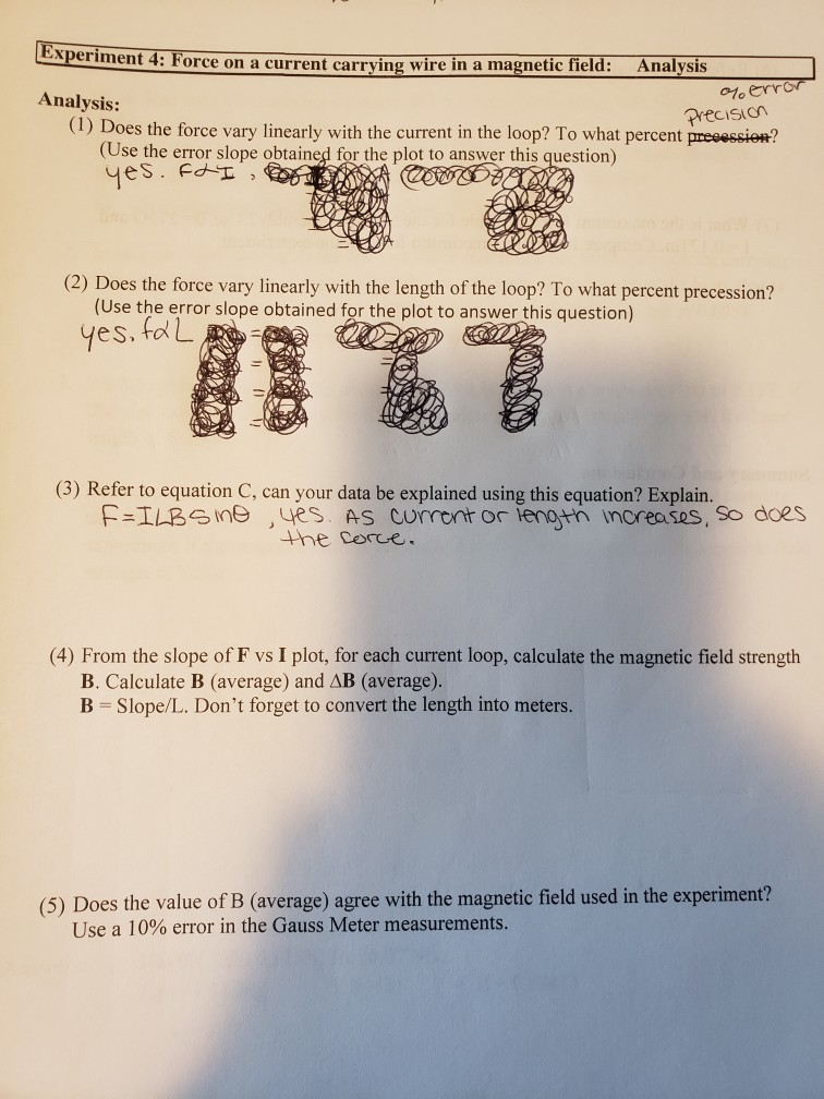 Solved GAperiment 4: Force on a current carrying wire in a | Chegg.com