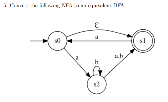 Solved 5. Convert the following NFA to an equivalent DFA: E | Chegg.com