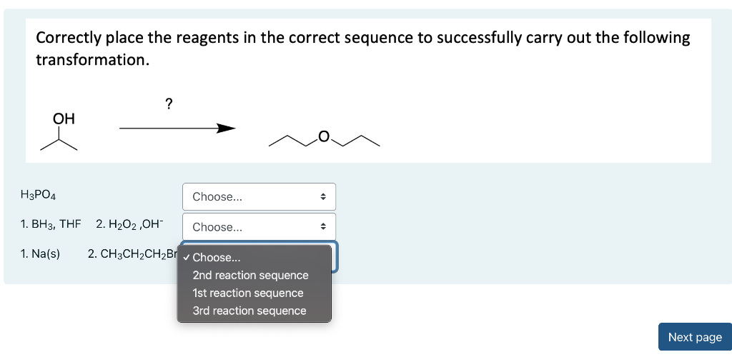 Solved Correctly place the reagents in the correct sequence | Chegg.com