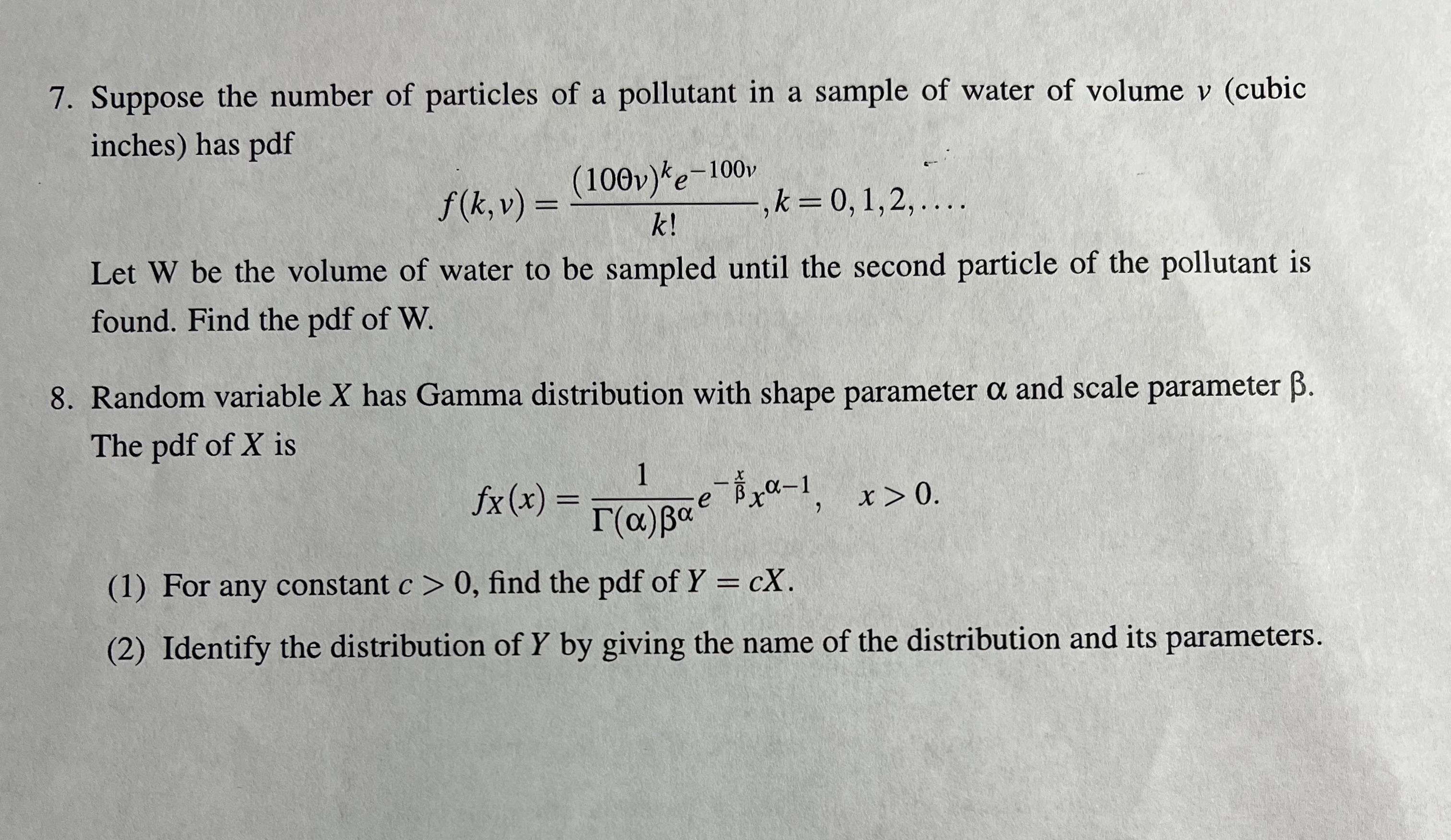 Solved 7. Suppose the number of particles of a pollutant in | Chegg.com