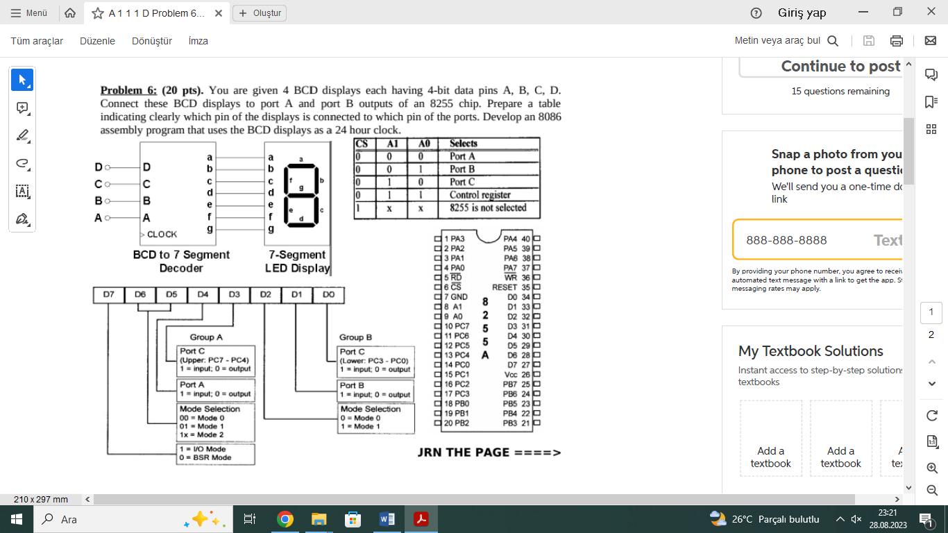 Solved Problem 6: (20 pts). You are given 4 BCD displays | Chegg.com