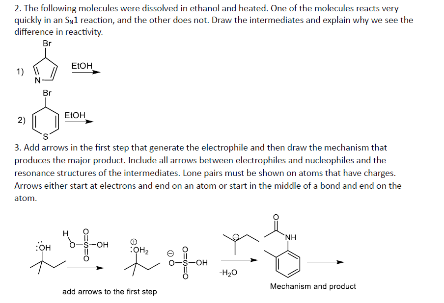 Solved 2. The following molecules were dissolved in ethanol | Chegg.com