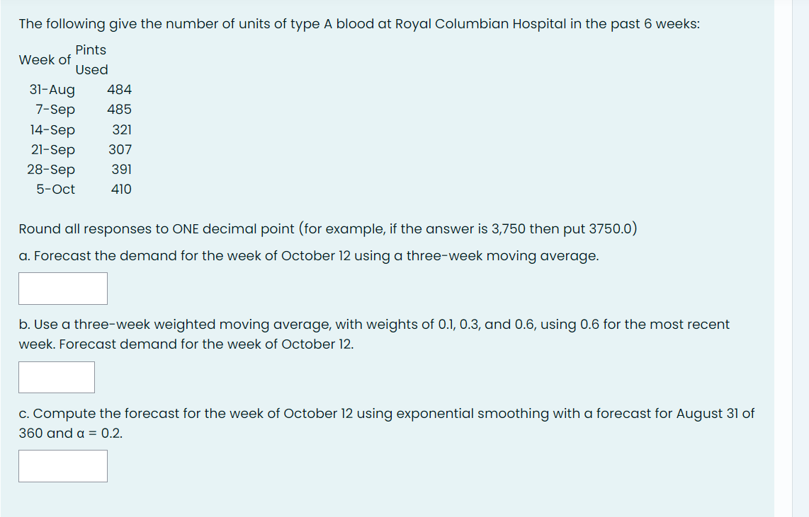 Solved The Following Give The Number Of Units Of Type A | Chegg.com