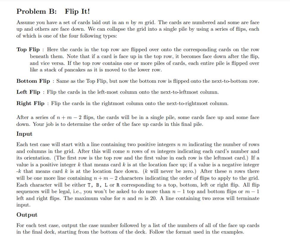 Solved Problem B: Flip It! Assume you have a set of cards | Chegg.com