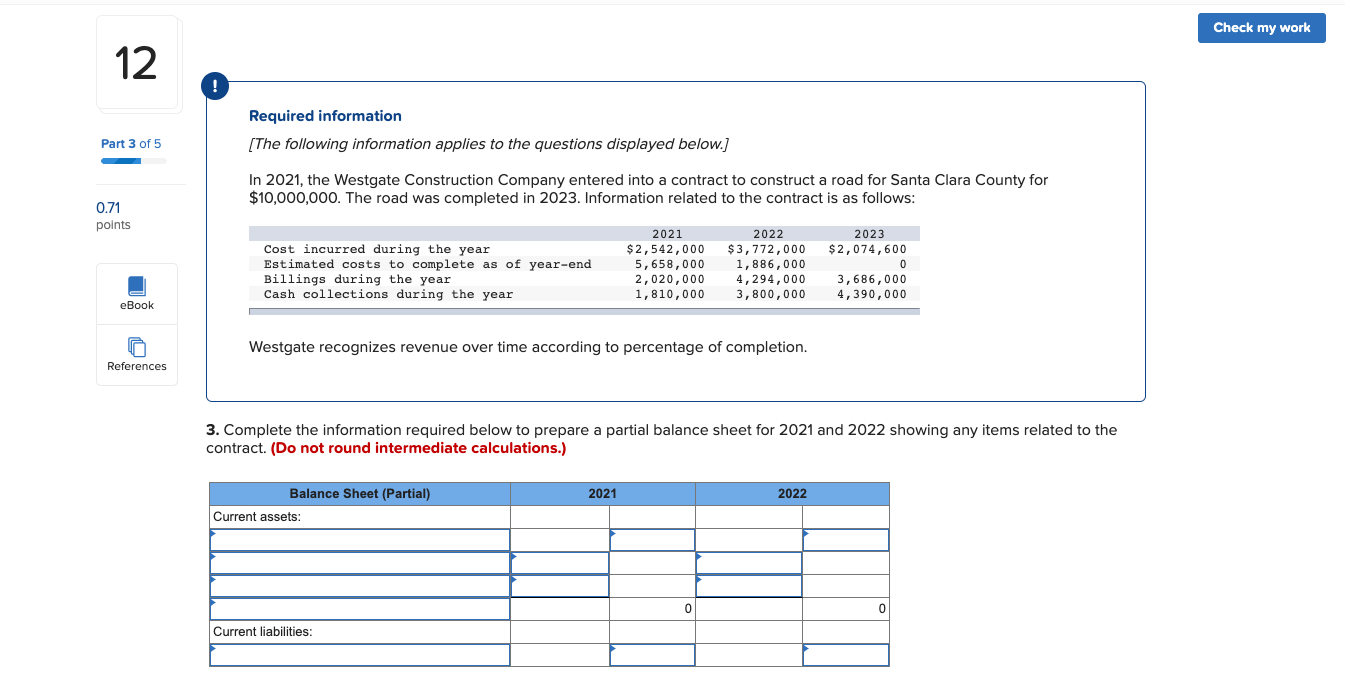 Solved Check my work Required information (The following | Chegg.com